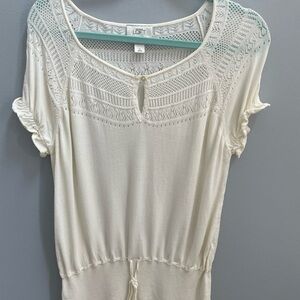 Ann Taylor LOFT Cream Lace Knit Top size L